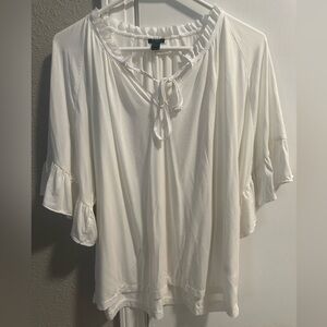 J. Crew Women's Ruffle Sleeve Drawstring Keyhole Neck